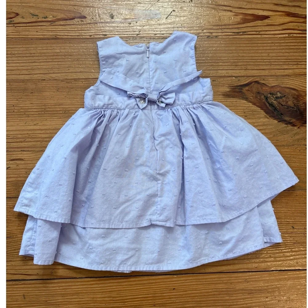 Gymboree Dress Baby Girl Purple Excellent Swiss Dot Floral Applique SIZE 3-6 MOS